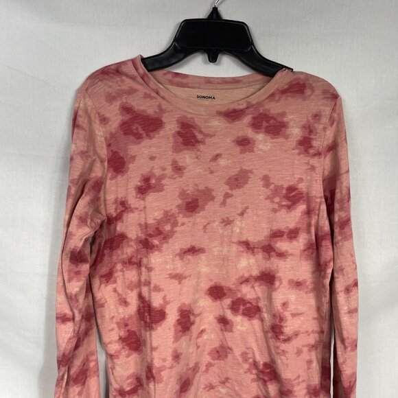 Sonoma Women's 'The Everyday Tee' Long-sleeve Pink Tie-Dye Size XS - Picture 2 of 8